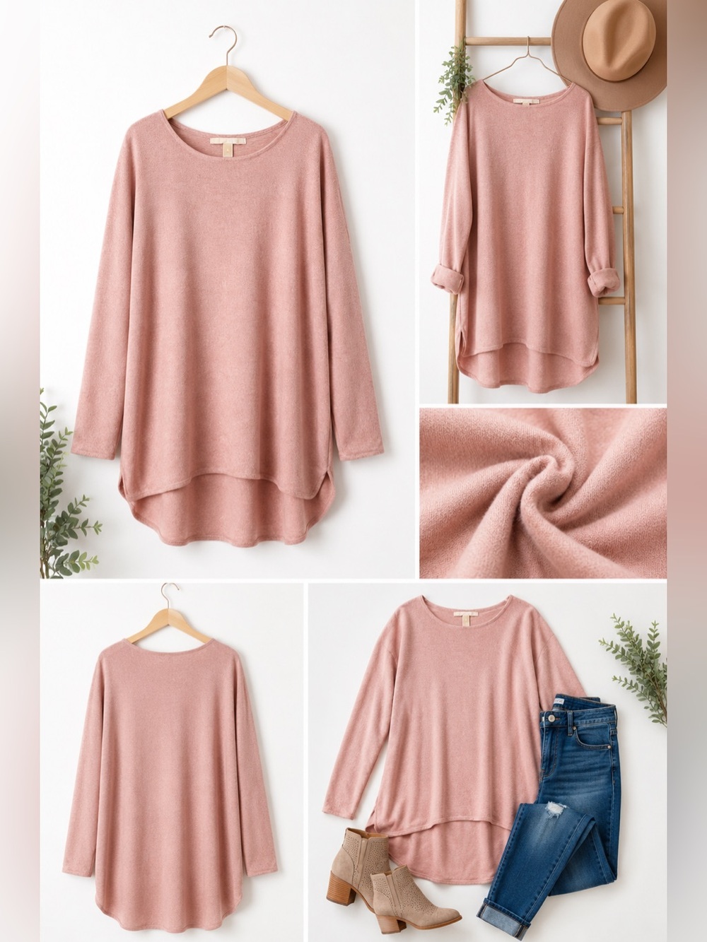 Michael Kors Blush Pink Lightweight Sweater Tunic | Cozy Minimalist Long Sleeve